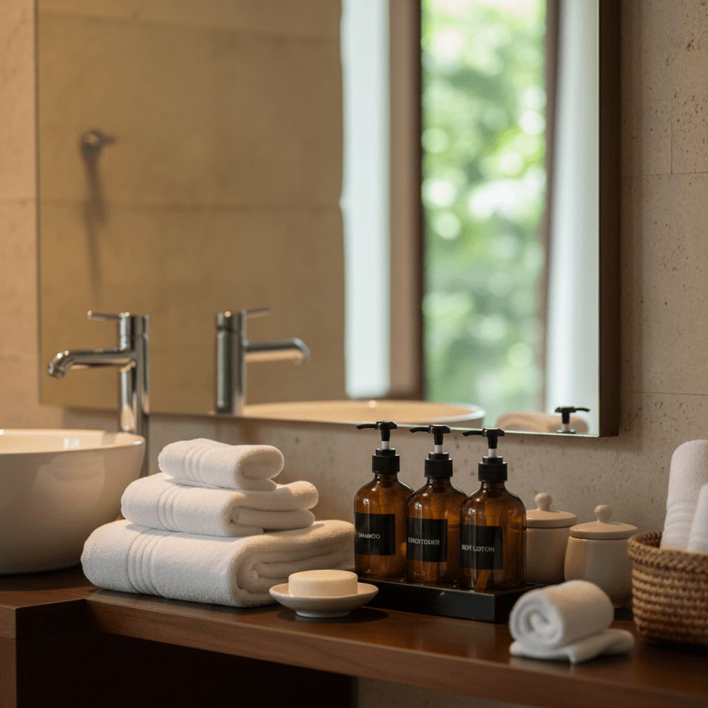 Bathroom amenities showing quality and cleanliness