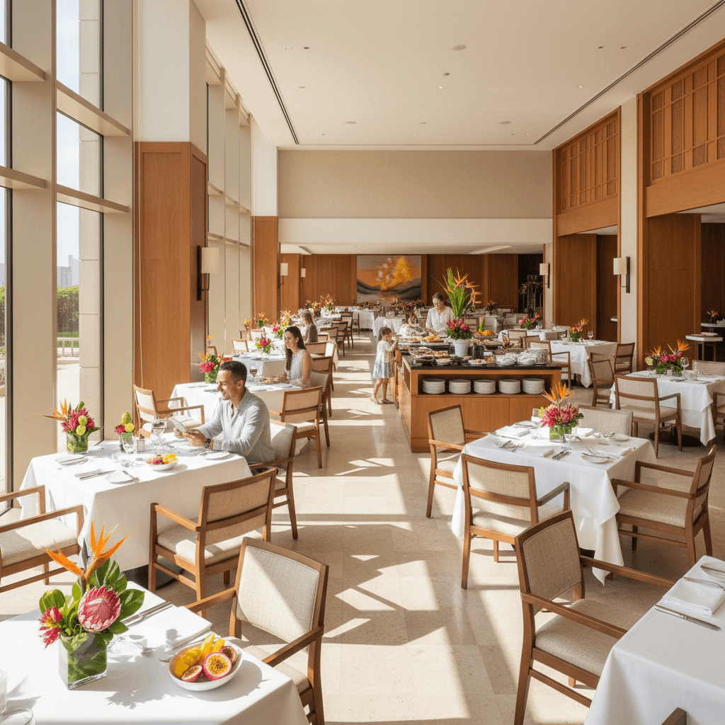 Dining room with guests enjoying meals